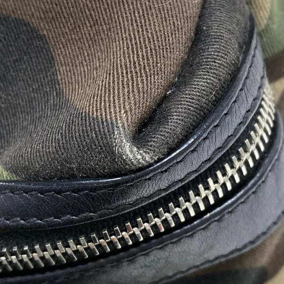 SAINT LAURENT PARIS - 437087 Khaki Black Multi Canvas Leather Backpack - Picture 12 of 15